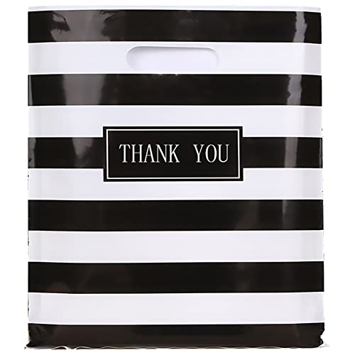 Daarcin 100 Stück 40.6x45.7 cm große schwarze und weiße Streifen Dankes-Merchandise-Taschen, Kleidung, wiederverwendbare Einzelhandelstaschen für den Geschäft
