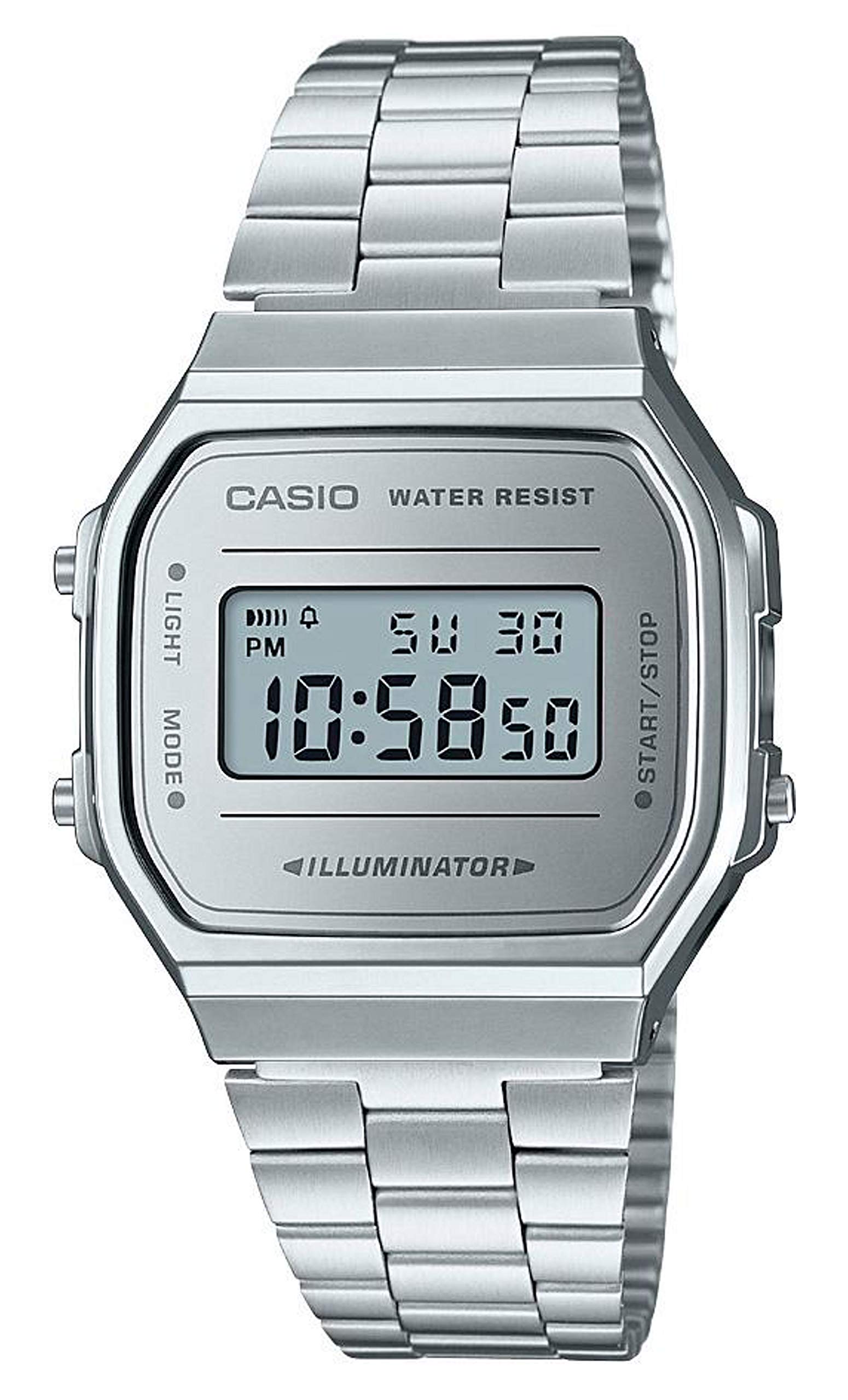 CASIO Unisex Erwachsene Armbanduhr Digital Quarz Edelstahl A168WEM-7EF