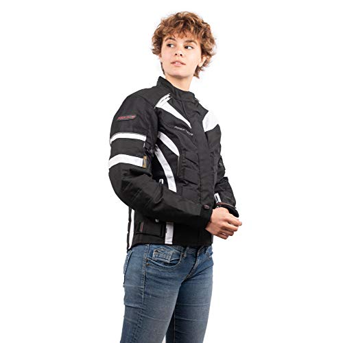 Rider-Tec Motorradjacke Textil Damen rt-2400-bw, schwarz/weiß, Größe XXL