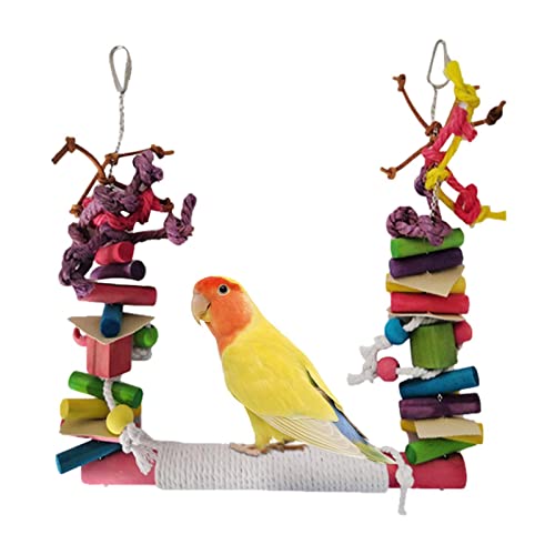 Richolyn 5 Pcs Schaukeln für Sittiche - Vogelschaukel Spielzeug Papageienkäfig Beißspielzeug | Essbare gewebte Kletter-Hängematten-Schaukelmatte mit bunten Kauspielzeugen für Unzertrennliche, Finken,