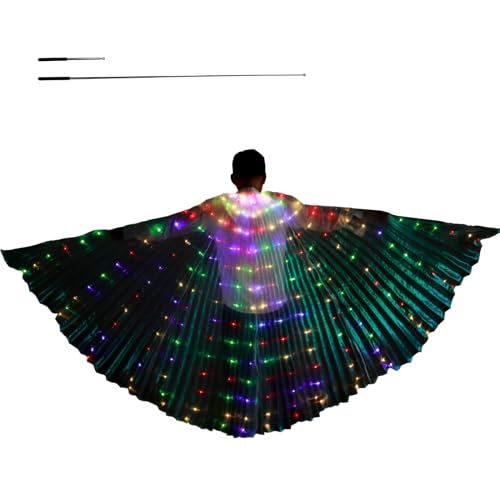 LED WINGS Safe flexible, beleuchtete Flügel mit 2 Lichtmodi mehrfarbige Lichtflügel mit teleskopischen Stöcken Charming Glow Belly Dance Wings LED Halloween Kostüme Wings(Erwachsener Modell,Zufällig)