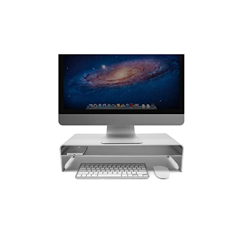 ZLI Tischmonitorständer Aluminium Monitorständer TV PC Laptop-Computer-Bildschirm Riser Schreibtisch Lagerung 2 Tiers, Silber Premium Laptop PC Monitorständer (Size : L)