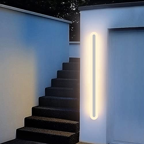HMAKGG LED Außen Wandlampe Dimmbar mit Fernbedienung, IP65 Wasserdicht Außenwandleuchte Wandbeleuchtung Wandlampen für Garten Innen Flur Terrasse Treppe Einfahrt,Weiß,30W/60CM