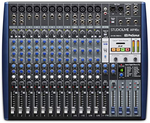 PreSonus StudioLive AR16c 18-Kanal-Hybrid-Digital-/Analog-Performance-Mixer/USB-C-kompatible Audio-Interface/Stereo-SD-Recorder mit Aufnahmesoftware-Bundle