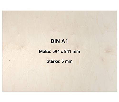 5mm Multiplexplatten Sperrholz Platte DIN A1 A2 A3 A4 A5 Zuschnitt Holz unbehandelt DIN A1 (841mm x 594mm) 3 Stück