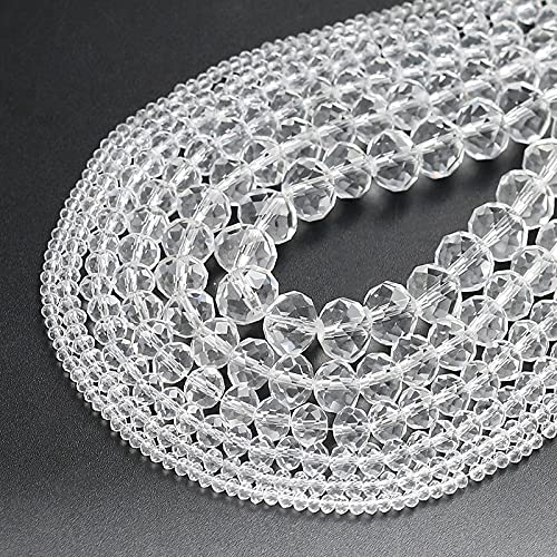 Gfsdjalkj Natürliche Facettierte Glaskristall Rondelle Perlen Klare Runde Perlen for Schmuckherstellung DIY. Halskettenarmband 15 '' 2/4/6/8/10/12 / 14mm Handgefertigte Handwerker.