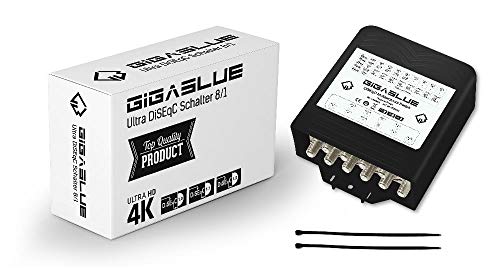 1x DiseqC Schalter Switch 8/1 mit Wetterschutzgehäuse GigaBlue Ultra DiSEqC Schalter 8X SAT LNB 1 x Teilnehmer/Receiver für Full HDTV 3D 4K UHD 2X Kabelbinder