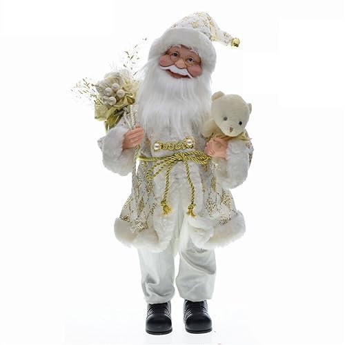 XUCHIL Goldene Weihnachtsmann-Statue, tanzende Weihnachtsmann-Figur mit mechanischer Uhrwerkmusik, 43,2 cm große Weihnachtsmann-Puppe, Weihnachtsdekoration, Spieluhr