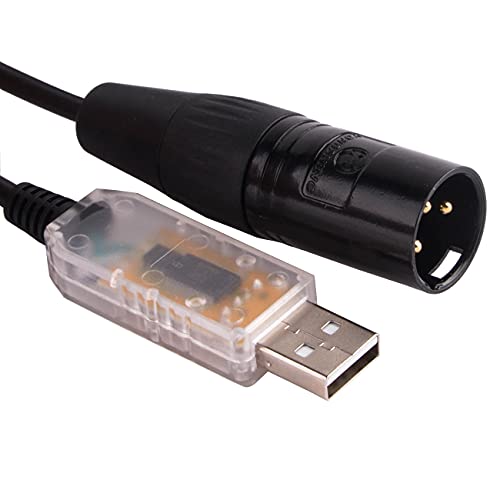 Adapterkabel USB auf DMX 512 3PIN XLR Interface Computer PC Bühnenbeleuchtung Controller Dimmer USB auf DMX Freestyle Software RS485 Serielles Konverterkabel (Transparentes USB-Gehäuse, 6Fuß/1.8m)