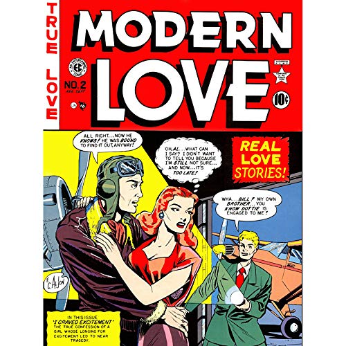Wee Blue Coo Zeitschriftencover 1949 Modern Love Romantische Pilotin Kunst Leinwanddruck