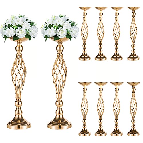 Sziqiqi Tischdekoration Blumenständer für Hochzeit Party Empfang, Eiserne Kerzenständer Säulenständer, Blumenständer für Haupttisch Empfangstisch, Dekoration für Feierliche Anlässe (52cm × 10)