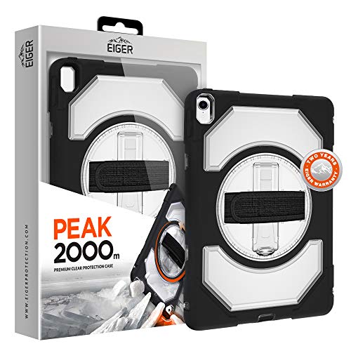EIGER Peak 2000 m Schutzhülle für Apple iPad Pro 11 (2018) robust mit 360 Grad drehbarem Ständer in schwarz/transparent