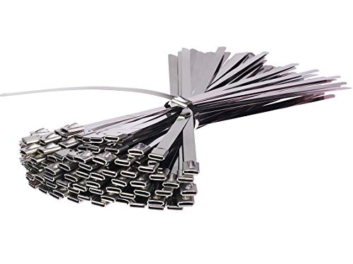 100 Stück 7,9 x 260 mm Edelstahl kabelbinder set Stahlband Hitzeschutzband Cable Tie Metallkabelbinder 260 x 7.9 mm