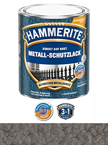 750 ml Hammerite Direkt auf Rost Metall-Schutzlack Dunkelgrau, Hammerschlag