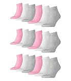 PUMA 18 Paar Unisex Quarter Socken Sneaker Gr. 35-49 für Damen Herren Füßlinge, Farbe:395 - prism pink, Socken & Strümpfe:35-38