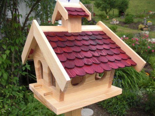 Vogelhaus-XL Rot-Vogelhäuser-(V14)-Vogelfutterhaus Vogelhäuschen-aus Holz- Schreinerarbeit-