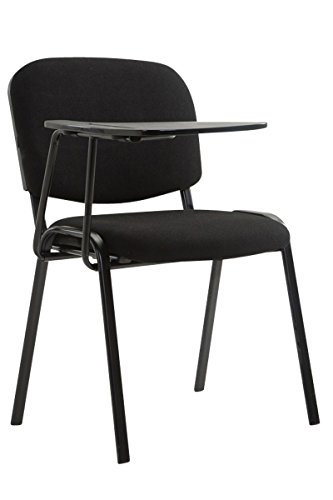 CLP Besucherstuhl Ken mit Klapptisch | Robuster Konferenzstuhl mit gepolsterter Sitzfläche und Stoffbezug, Farbe:schwarz