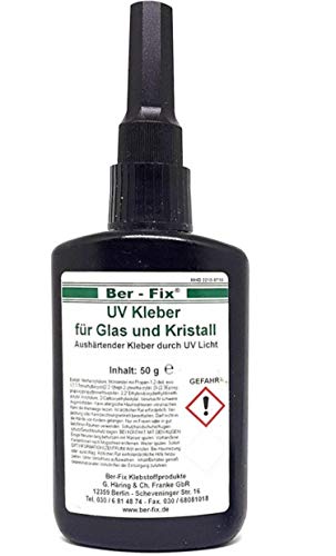 50g UV Kleber dünnflüssig | Glas mit Glas | Metall | Kunststoff | Ber-Fix für jede Anwendung den richtigen Klebstoff