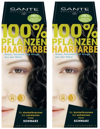 Sante Pflanzenhaarfarbe Haarfarbe im Doppelpack schwarz 2 x 100 g im Set für ein tolles Farberlebnis