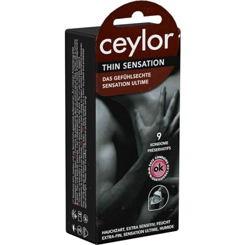 Ceylor Thin Sensation 9 extradünne Kondome, verpackt im hygienischen "Dösli" für einfache Handhabung, Top-Qualität, Qualitätsmarke aus der Schweiz