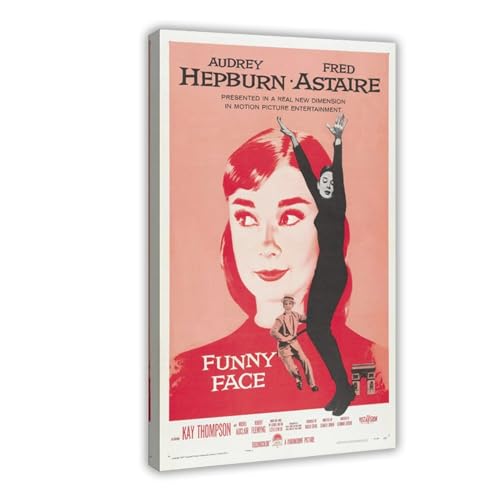 DESHVA Filmposter mit lustigem Gesicht, Audrey Hepburn 1957, Leinwand-Poster, Wandkunst, Dekor, Bild, Gemälde für Wohnzimmer, Schlafzimmer, Dekoration, Rahmen-Stil, 30 x 45 cm