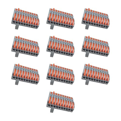 10 Stück DIN-Schienen-Schnellverbinder, Hebel-Klemmenblatt, Kabelverbinder beidseitig (10 Ports)
