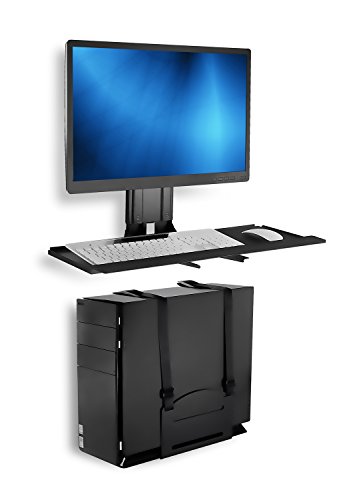 Mount-It! Monitor- und Tastaturwandhalterung mit CPU-Halter - höhenverstellbarer stehender VESA-Tastaturablage, 25 Zoll breite Plattform mit Mauspad