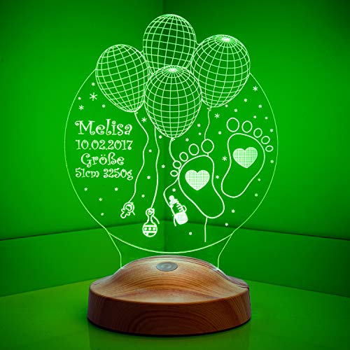 Sentidos Nachttischlampe Kinder Personalisierte Geschenke Baby Led Lampe Wunschtext Schlummerlicht Farbwechsel Deko Lampe Taufe Willkommen Baby Geschenk