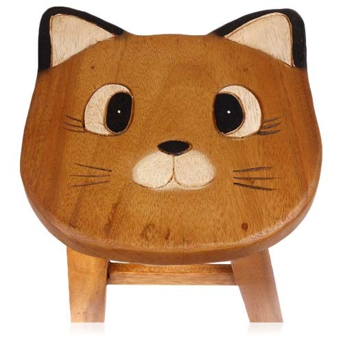 Brink Holzspielzeug Kinder Hocker Katze mit Ohren Personalisiert Schemel Kinderzimmer Holz Geschenk Stabil Tisch Sitzgruppe