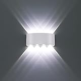 Wandleuchte Innen Modern Weiß 8W LED Wandlampe Aluminium IP65 Wasserdichte Up und Down Wandleuchten Spot Light Kalt Weiß 6000K für Badezimmer, Wohnzimmer, Schlafzimmer, Flur