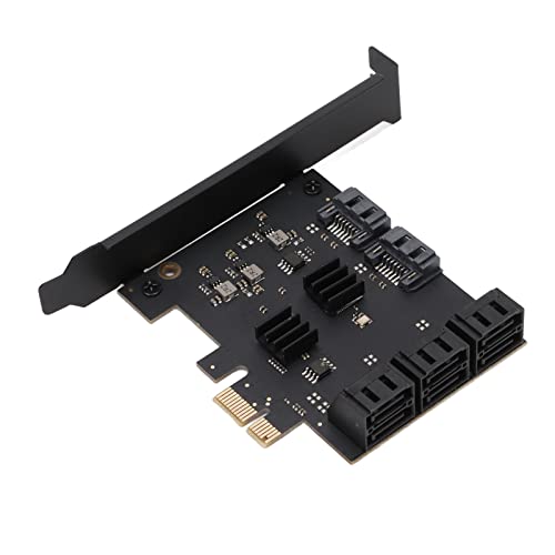 PCIE X1 auf 8 Port SATA3.0 Adapterkarte,Adapterkarte 6Gbps Multi Port PCIe SATA Karte SATA Controller Erweiterungskarte,PCIE Erweiterungskarte für Windows für Linux für OS X, Schwarz