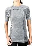Merino & More Merino Shirt Damen - Premium Funktionsunterwäsche aus hochwertiger Merinowolle - Sport - Funktionsshirt - Kurzarm hellgrau Gr. XL