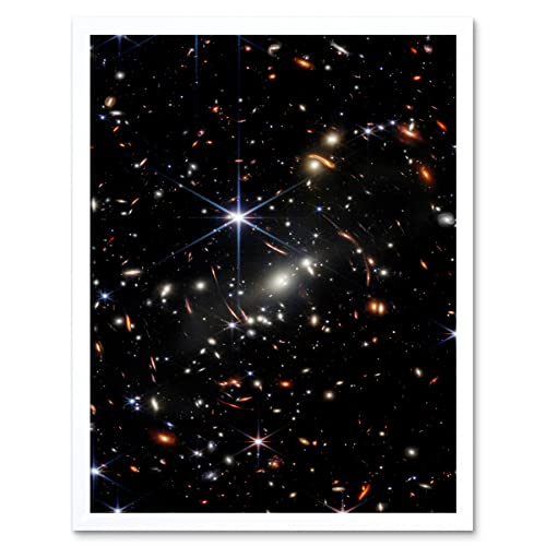 NASA James Webb Space Telescope Deep Field Image Stars Thousands Galaxies Photo Art Print Framed Poster Wall Decor 12x16 inch