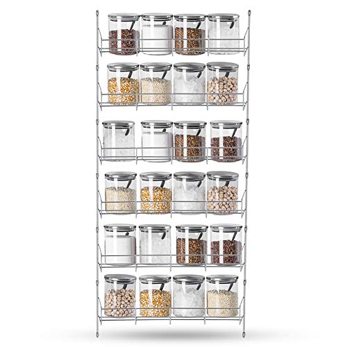 Gewürzregal 6 Lagen, Wandmontage Gewürzregal hängend Gewuerzregal Schranktuer Kitchen Organizer für Küchenschrank Schrank Tür Speisekammer 70 x 38,5 x 6 cm