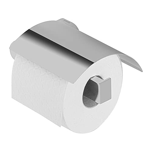 Geesa Wynk Toilettenpapierhalter mit Deckel, Toilettenrollenhalter Ausführung Rechts, Farbe: Chrom, 174 x 50 x 133 mm