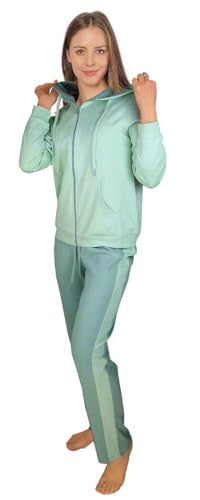 Consult-Tex Damen Pyjama Freizeitanzug Hausanzug Homewear Suit Jogginganzug Pyjama Baumwolle/PE Reißverschluß DW770L 40-42
