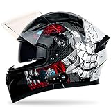 GAOZ Motorrad Bluetooth Allround Helmets,ECE Zertifiziert Motorradhelm Integral-Helm Scooter-Helm Mofa-Helm Roller-Helm mit Anti-Fog Doppelvisier Integralhelme (55-64 cm)