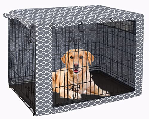 Pethiy - Bezug für Hundekäfig aus strapazierfähigem Polyester, für Haustierhütte, kompatibel mit den meisten Fäden aus Draht – (nur Bezug)-63 x 43 x 48 cm, Grau
