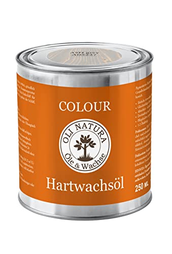 OLI-NATURA Colour Hartwachsöl, Farböl für Holzmöbel und Treppen, 0.25L, Ash Grey