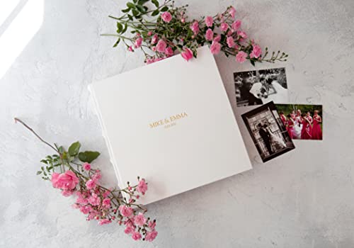 LEATHERKIND Personalised Chianti Leder Fotoalbum Antik Weiß, Extra Groß - Handgefertigt in Italien