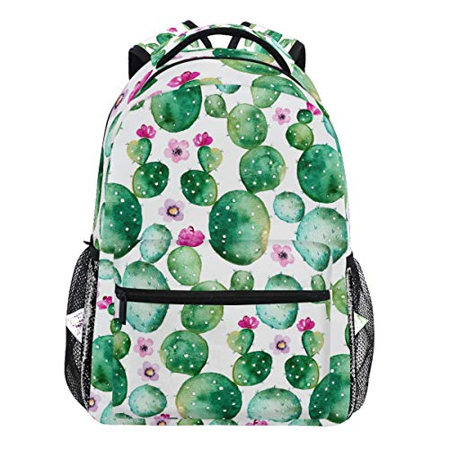 Oarencol Rucksack mit tropischem Kaktus, rosa Blumen, für Damen, Herren, Mädchen und Jungen