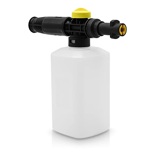 Einstellbar Schaumdüse,750ML Seifenspender Flasche,Transparenter Behälter,Verstellbarer Strahlwinkel,Schneeschaum Schaumpistole Hochdruckreiniger Snow Foam Autowäsche für Karcher K2-K7