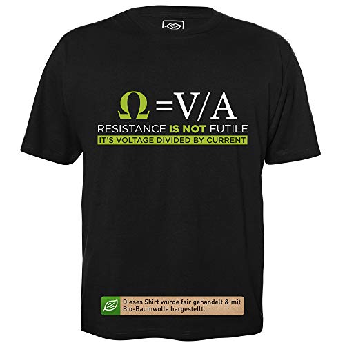 Resistance is NOT Futile - Herren T-Shirt für Geeks mit Spruch Motiv aus Bio-Baumwolle Kurzarm Rundhals Ausschnitt, Größe L