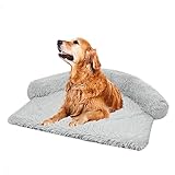 Zoomlie Weiche Plüsch-Hundematte für Sofa, beruhigendes Hundebett, ultraweiches Fell-Haustierbett, weich, waschbar, Kissen, Möbelschutz, Haustierbett für Hunde und Katzen (M,Hellgrau)
