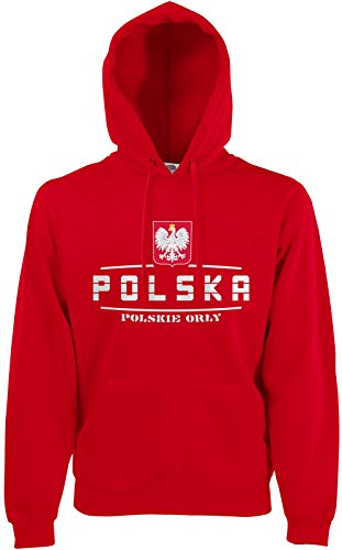 AkyTEX Polen Polska Fan-Hoodie EM-2021 Kapuzenpullover Rot S