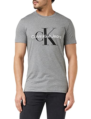 Calvin Klein Jeans Herren Core Monogram Slim Tee T-Shirt, Grau (Mid Grey), M