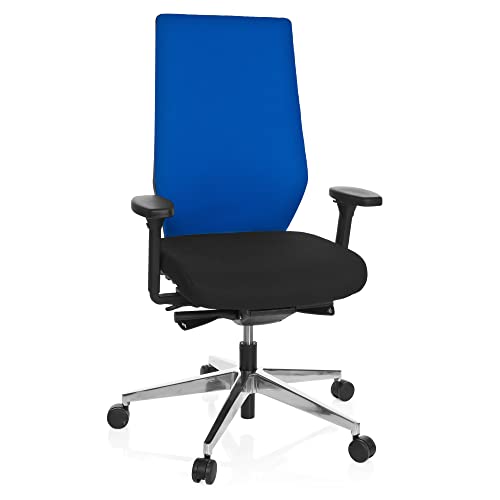 hjh OFFICE 608842 Profi Bürostuhl PRO-TEC 700 Stoff Schwarz/Blau Drehstuhl ergonomisch, Sitztiefe & Armlehnen verstellbar