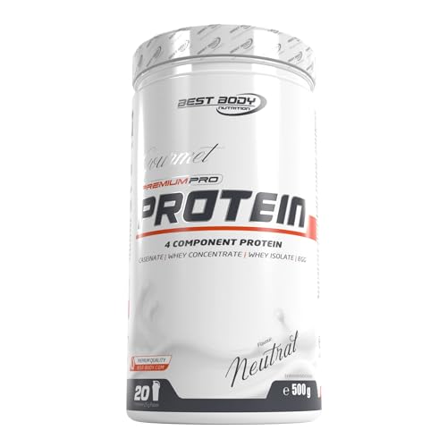 Best Body Nutrition Gourmet Premium Pro Protein, Neutral Dose, 4 Komponenten Protein Shake: Caseinat, Whey Konzentrat, Whey Isolat, Eiprotein, 500 g Dose