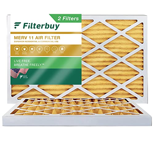 FilterBuy 12 x 24 x 2 Luftfilter MERV 11, plissierter HVAC AC Ofenfilter (2er-Pack, Gold)