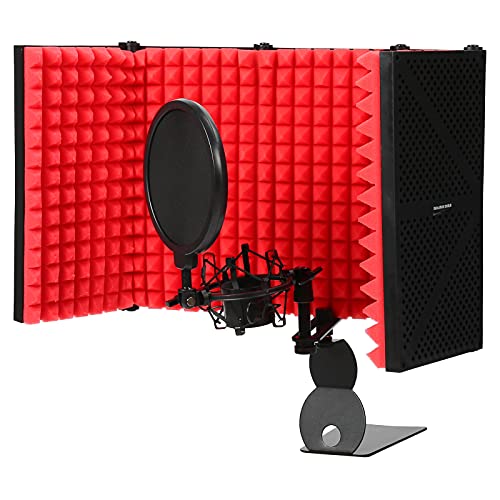 Mikrofon-Isolationsschild, Mikrofon-Schallschutzschild für Aufnahmestudio-Ausrüstung, Fünftürige Rauschunterdrückung, Faltbare Mikrofon-Schalldämpfungsabdeckung für die Aufnahme